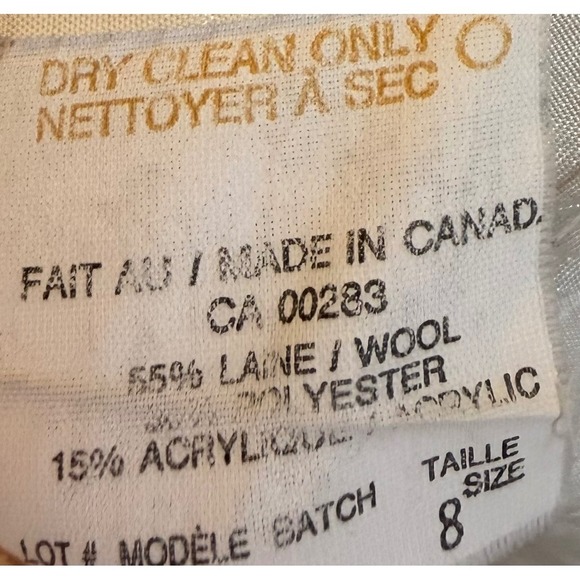 VINTAGE Via Moda Wool Size 8 Tweed Blazer Jacket Houndstooth Pattern - Picture 9 of 9